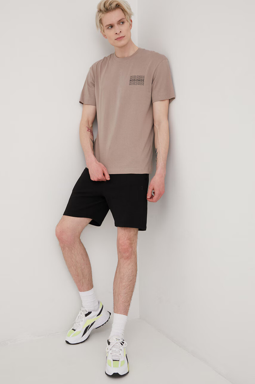 Jack & Jones Памучна тениска в бежово с принт - Pepit.bg