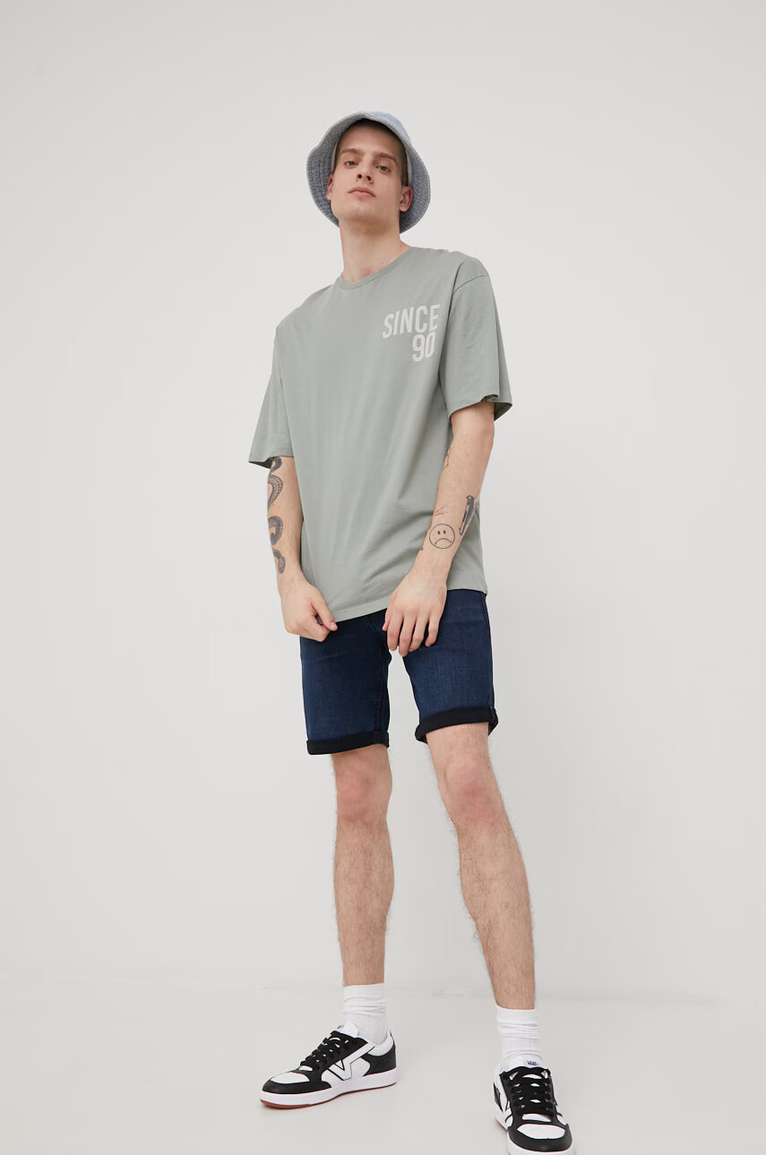 Jack & Jones Памучна тениска в зелено с принт - Pepit.bg