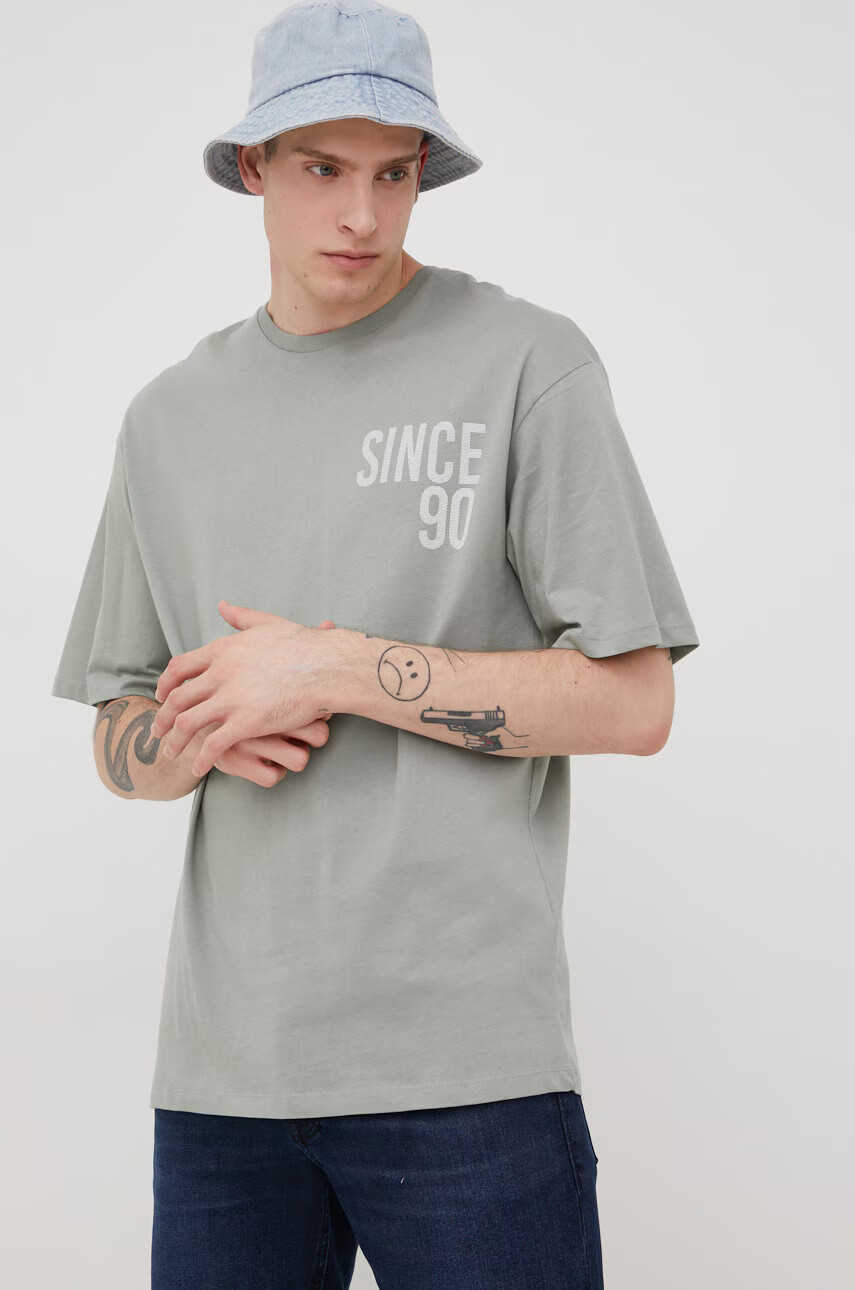 Jack & Jones Памучна тениска в зелено с принт - Pepit.bg