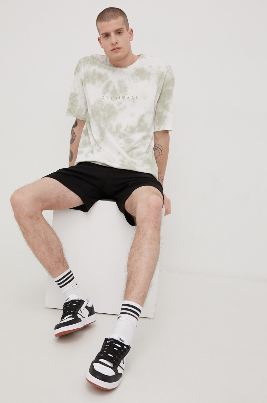 Jack & Jones Памучна тениска в зелено с десен - Pepit.bg