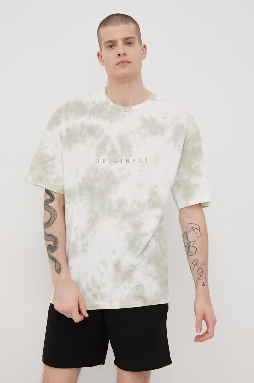 Jack & Jones Памучна тениска в зелено с десен - Pepit.bg
