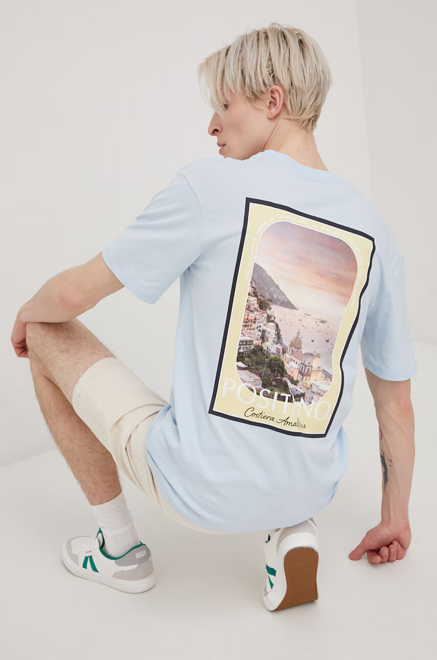 Jack & Jones Памучна тениска в лилаво с принт - Pepit.bg