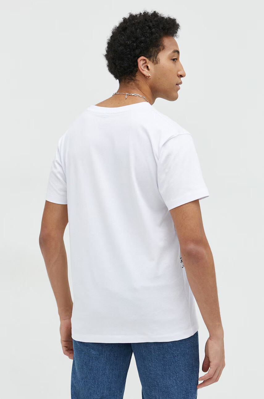 Jack & Jones Памучна тениска в бяло с десен - Pepit.bg