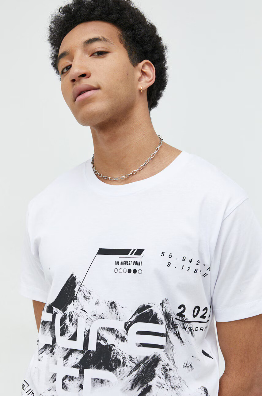 Jack & Jones Памучна тениска в бяло с десен - Pepit.bg