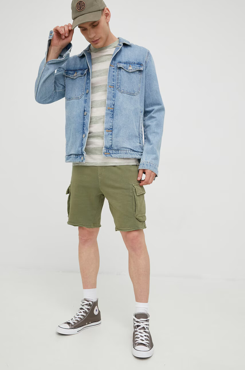 Jack & Jones Памучна тениска в зелено с десен - Pepit.bg