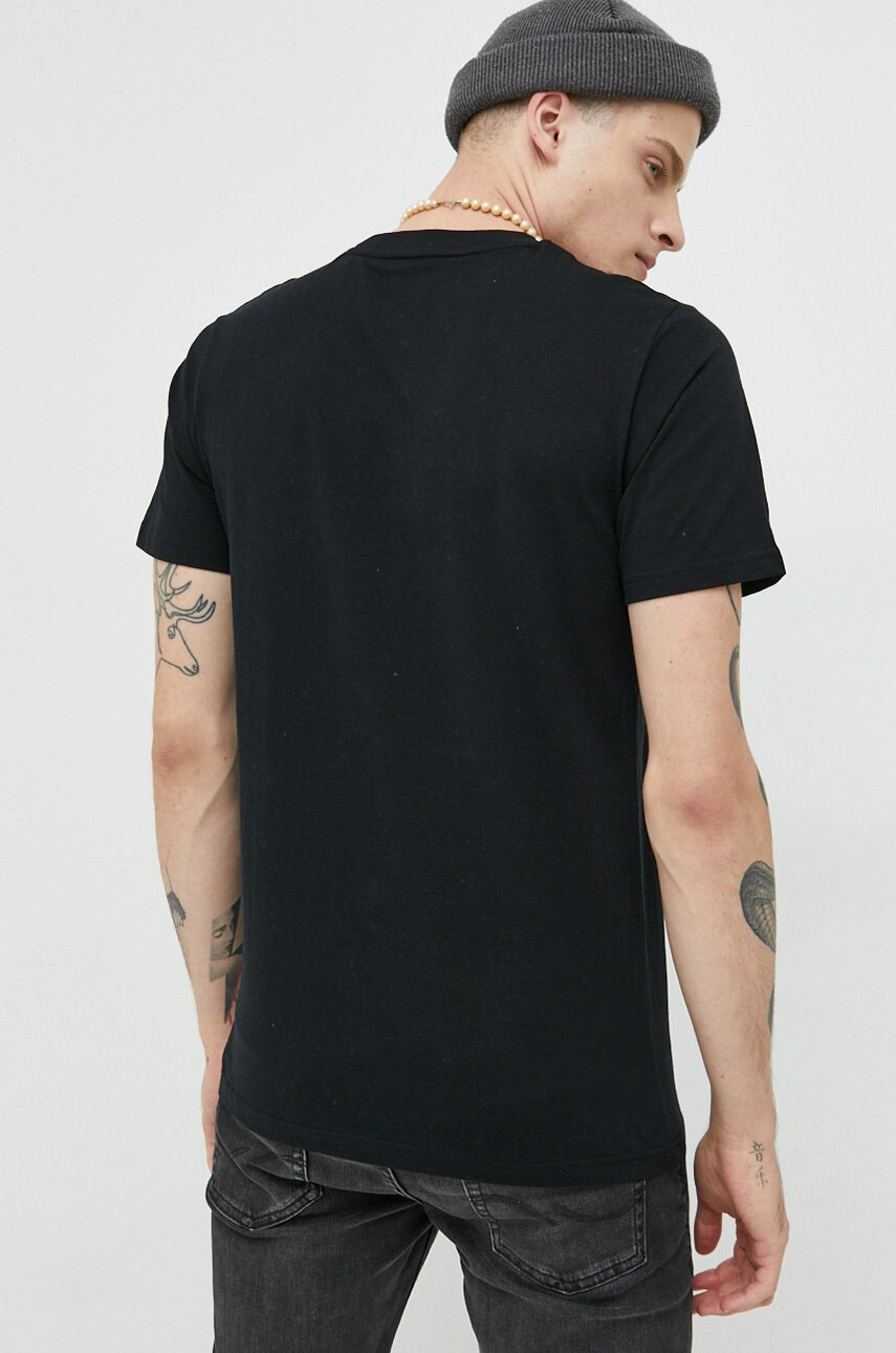 Jack & Jones Памучна тениска в черно с десен - Pepit.bg