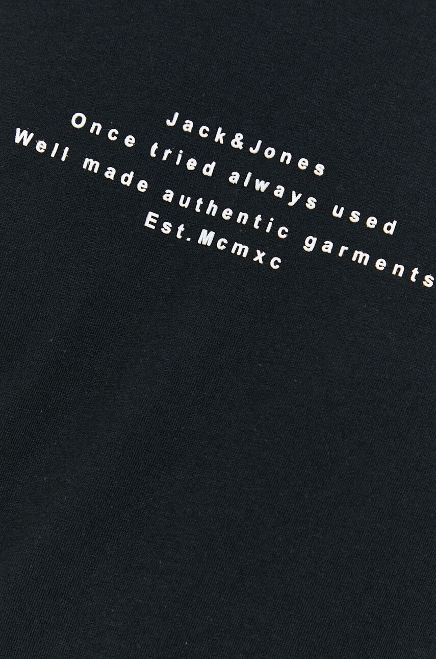 Jack & Jones Памучна тениска в черно с десен - Pepit.bg