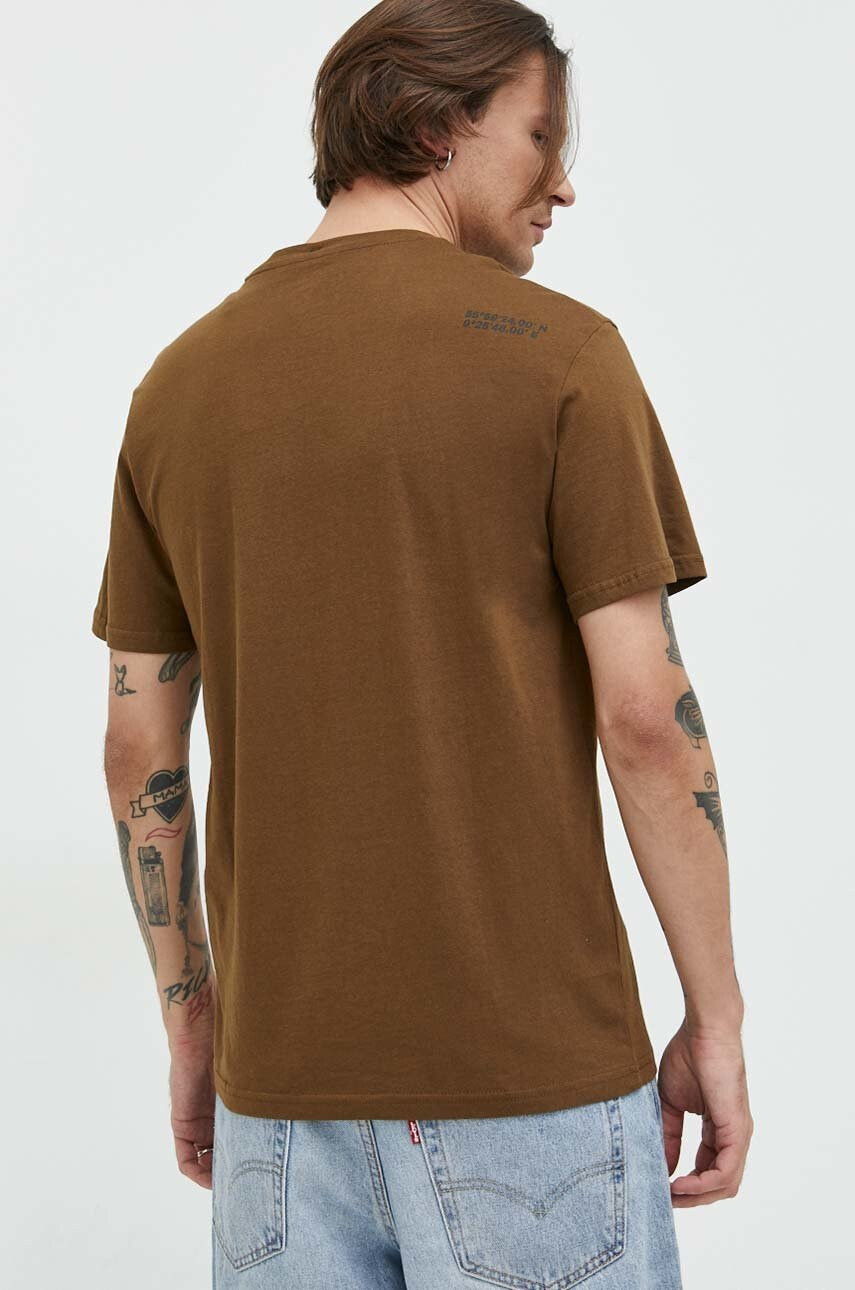 Jack & Jones Памучна Тениска в кафяво с принт - Pepit.bg