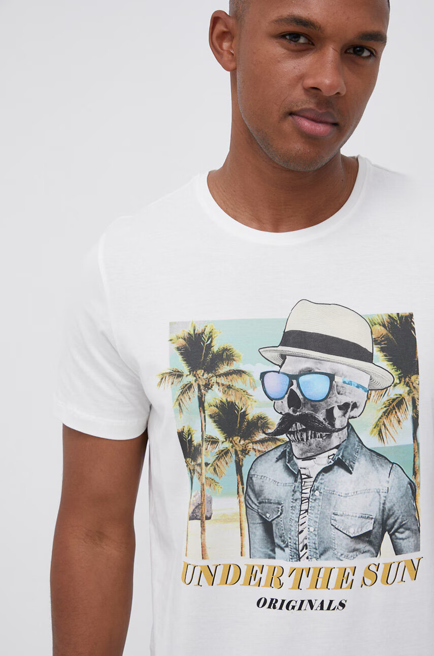 Jack & Jones Памучна тениска в бежово с принт - Pepit.bg
