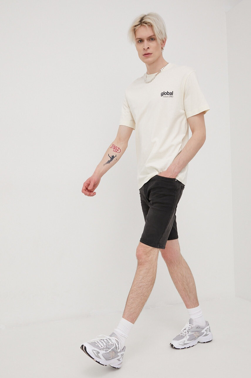 Jack & Jones Памучна тениска в бежово с принт - Pepit.bg