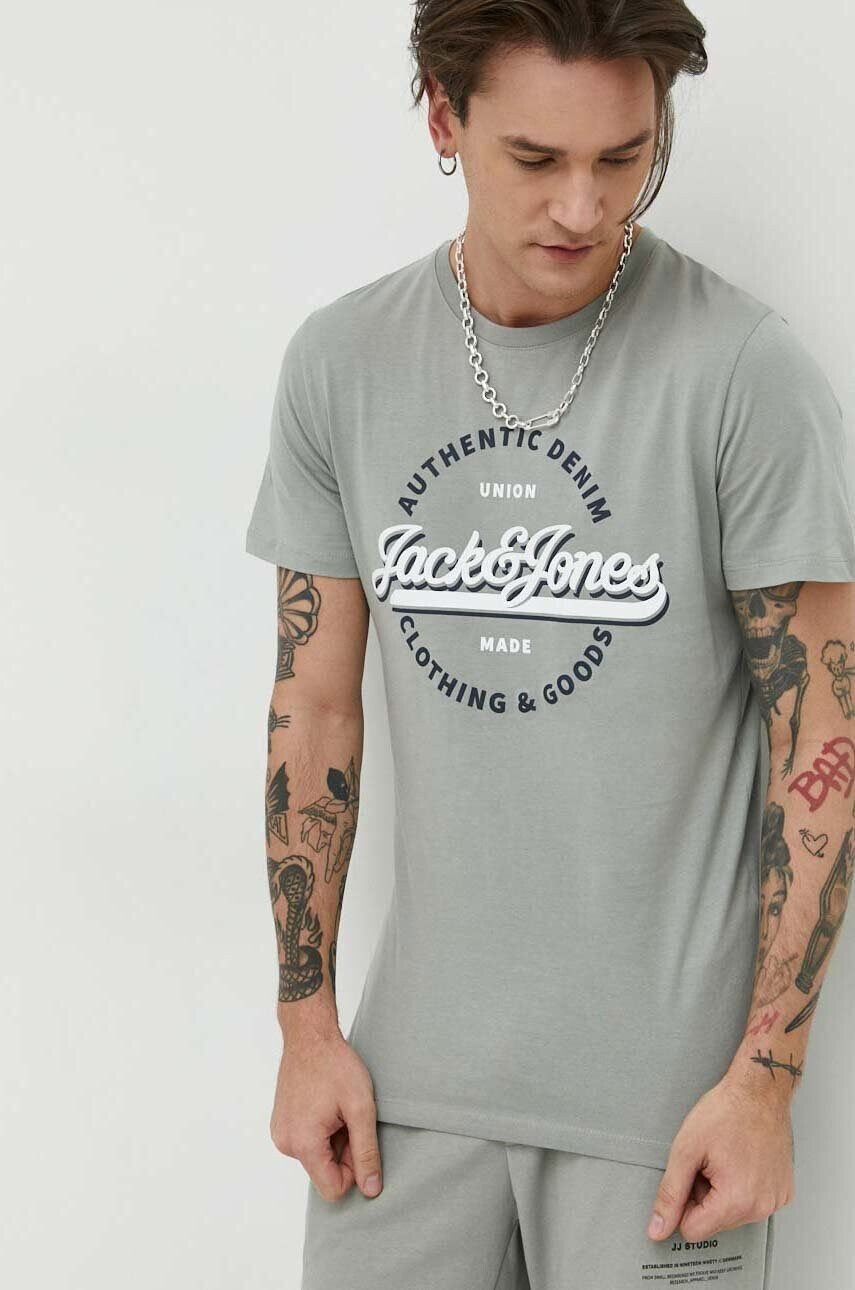 Jack & Jones Памучна тениска JJSTAR в зелено с принт - Pepit.bg