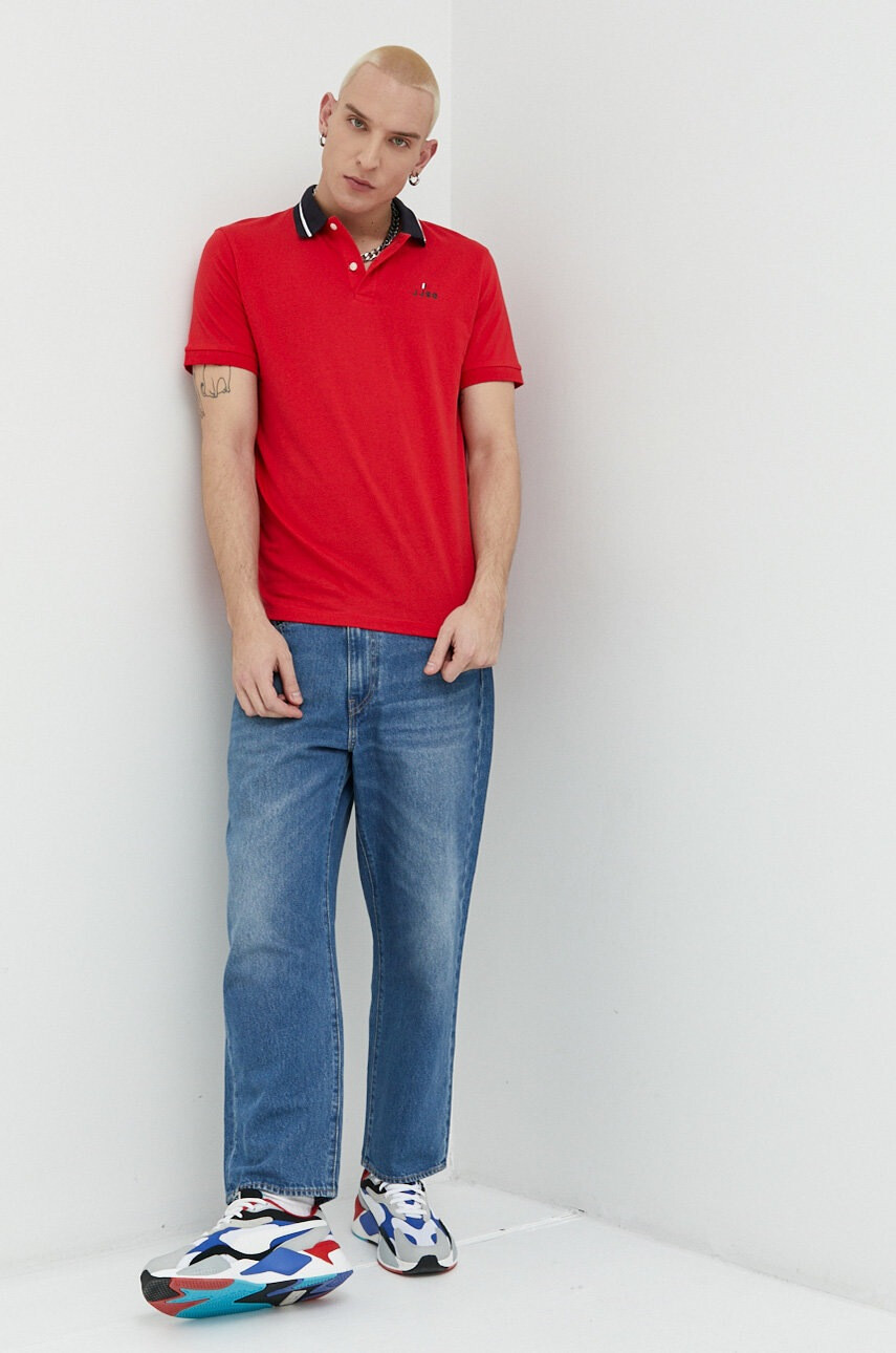 Jack & Jones Памучна тениска с яка JJEJOE - Pepit.bg