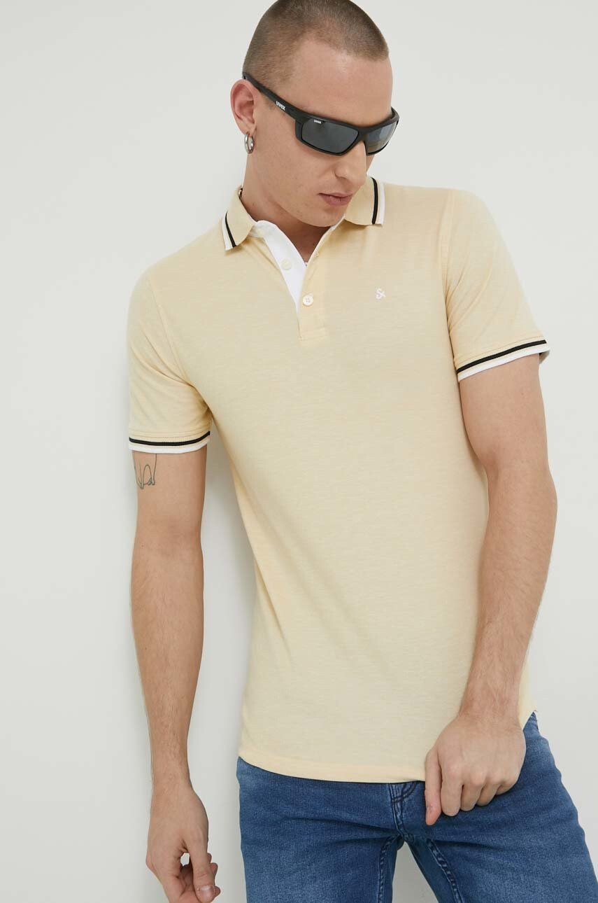 Jack & Jones Памучна тениска с яка JJEPAULOS - Pepit.bg
