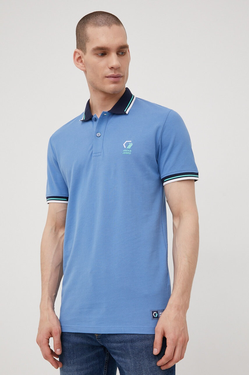Jack & Jones Памучна тениска с яка - Pepit.bg