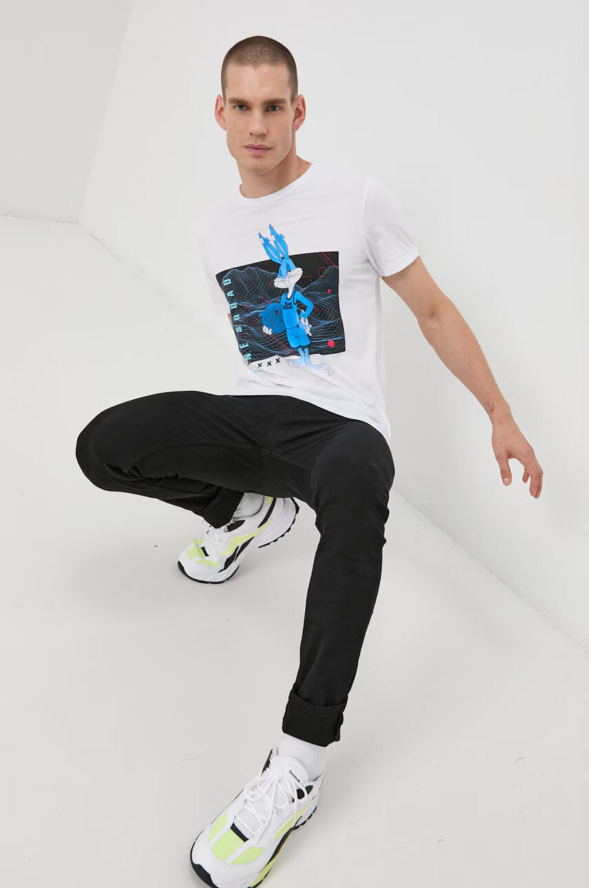 Jack & Jones Памучна тениска x Space Jam в бяло с принт - Pepit.bg