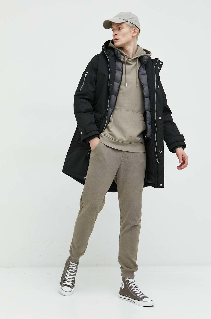 Jack & Jones Парка jorwillow мъжка в черно със зимна изолация - Pepit.bg