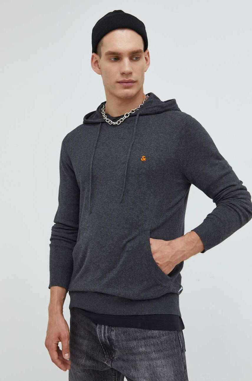 Jack & Jones Пуловер мъжки в сиво от лека материя - Pepit.bg