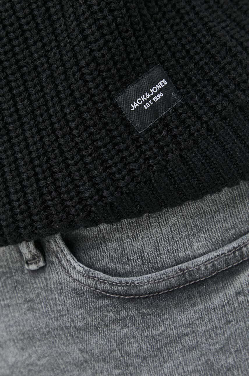 Jack & Jones Пуловер мъжки в черно с поло - Pepit.bg