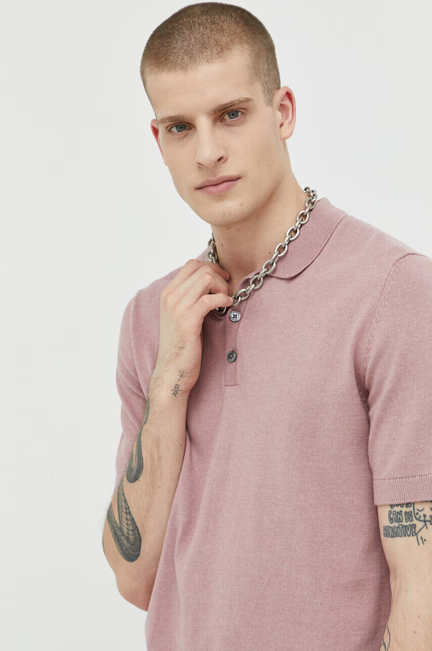 Jack & Jones Пуловер JJEEMIL мъжки в розово - Pepit.bg