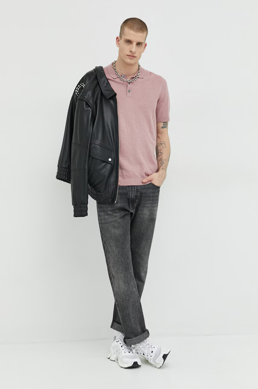 Jack & Jones Пуловер JJEEMIL мъжки в розово - Pepit.bg