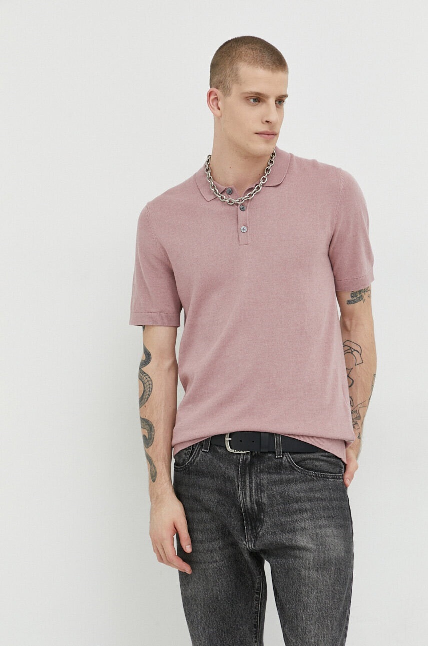 Jack & Jones Пуловер JJEEMIL мъжки в розово - Pepit.bg