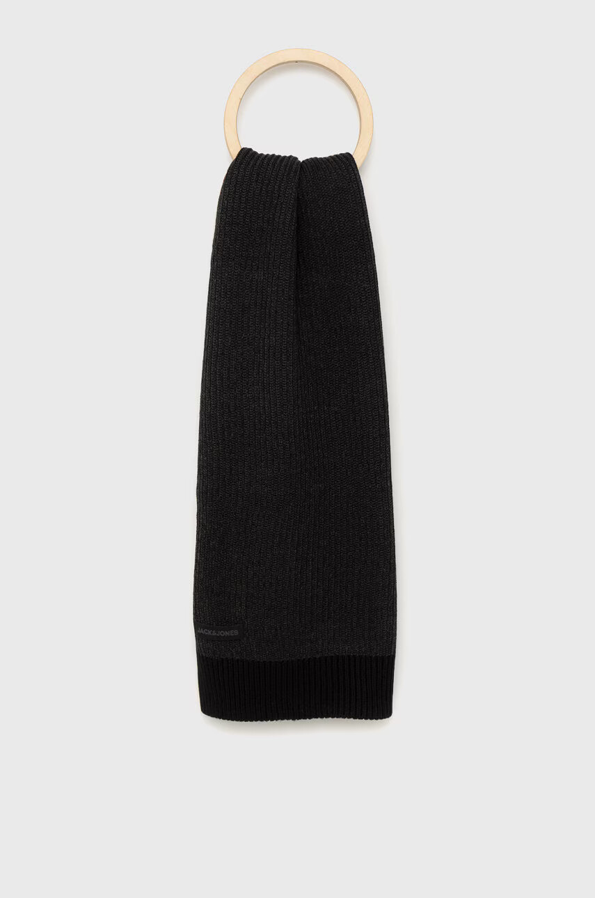 Jack & Jones Шал мъжки в черно с изчистен дизайн - Pepit.bg