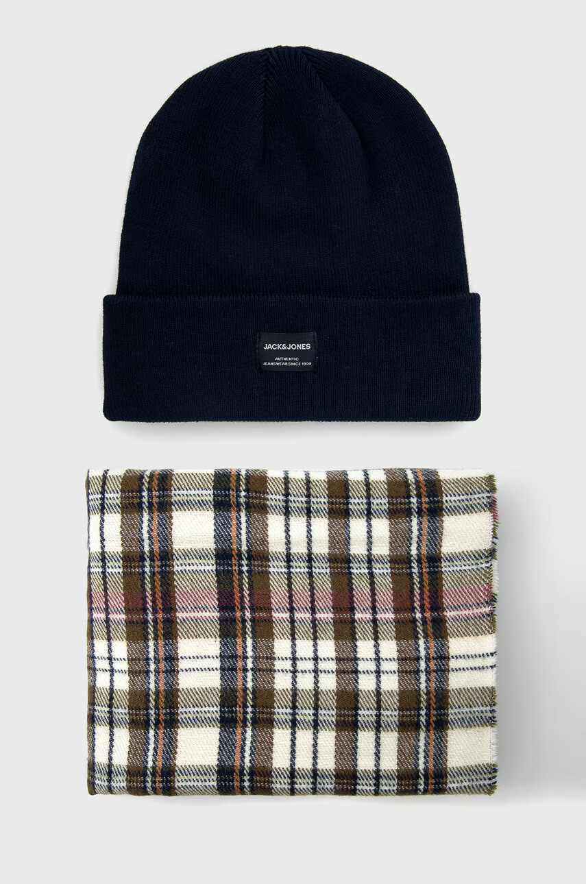 Jack & Jones Шапка и шал в тъмносиньо - Pepit.bg