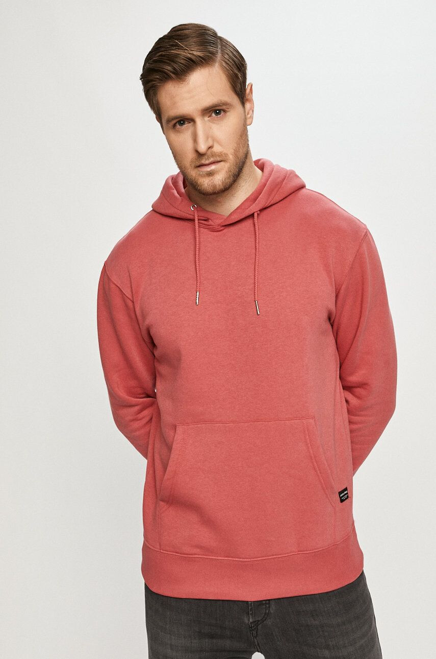 Jack & Jones Суичър мъжки в розово с изчистен дизайн - Pepit.bg