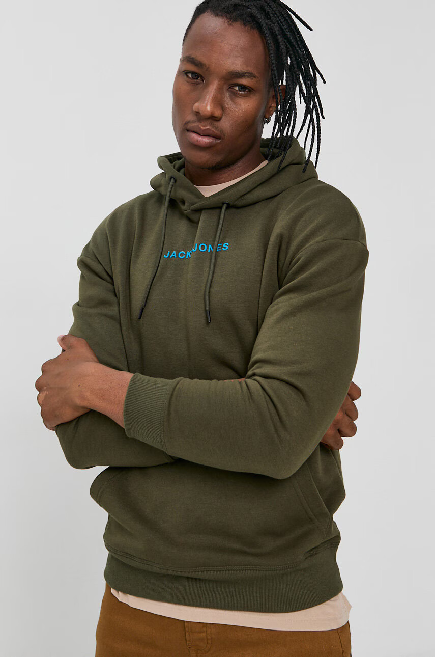 Jack & Jones Суичър мъжки в зелено с принт - Pepit.bg