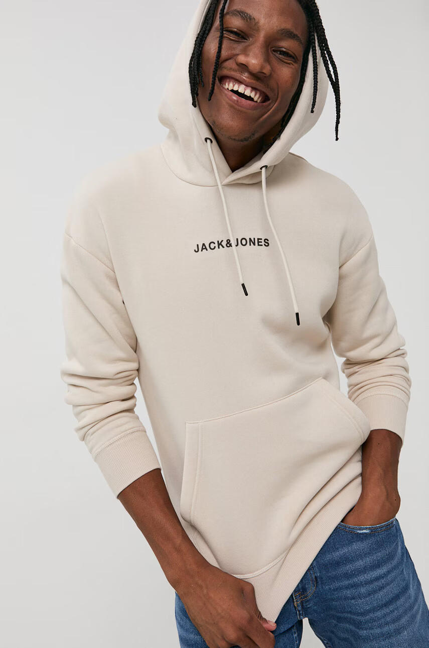 Jack & Jones Суичър мъжки в бежово с принт - Pepit.bg