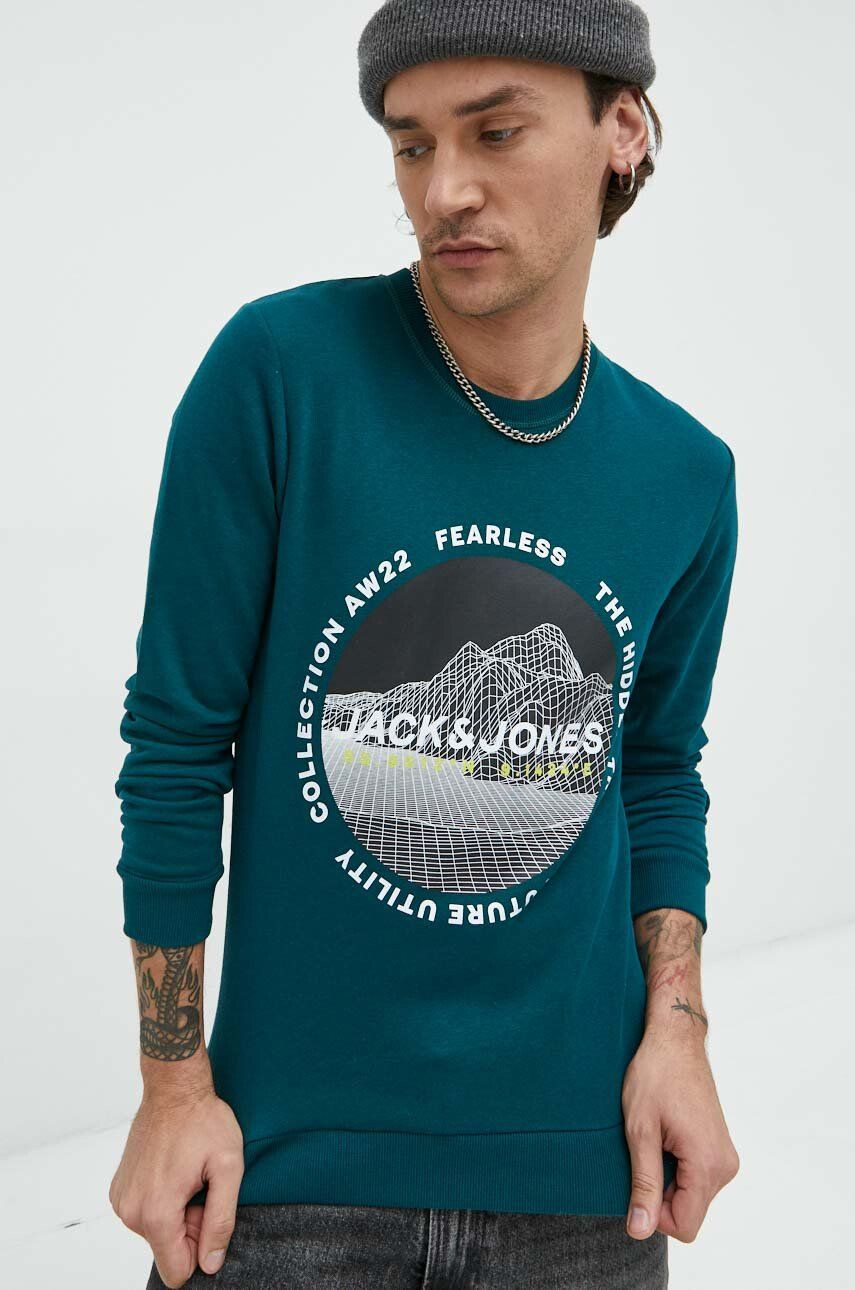 Jack & Jones Суичър в зелено с принт - Pepit.bg