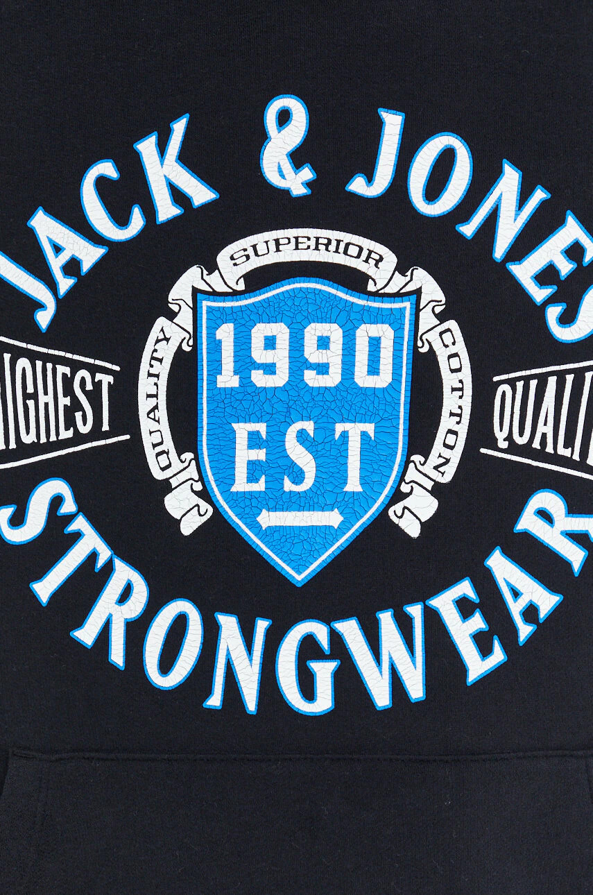 Jack & Jones Суичър в черно с качулка с принт - Pepit.bg