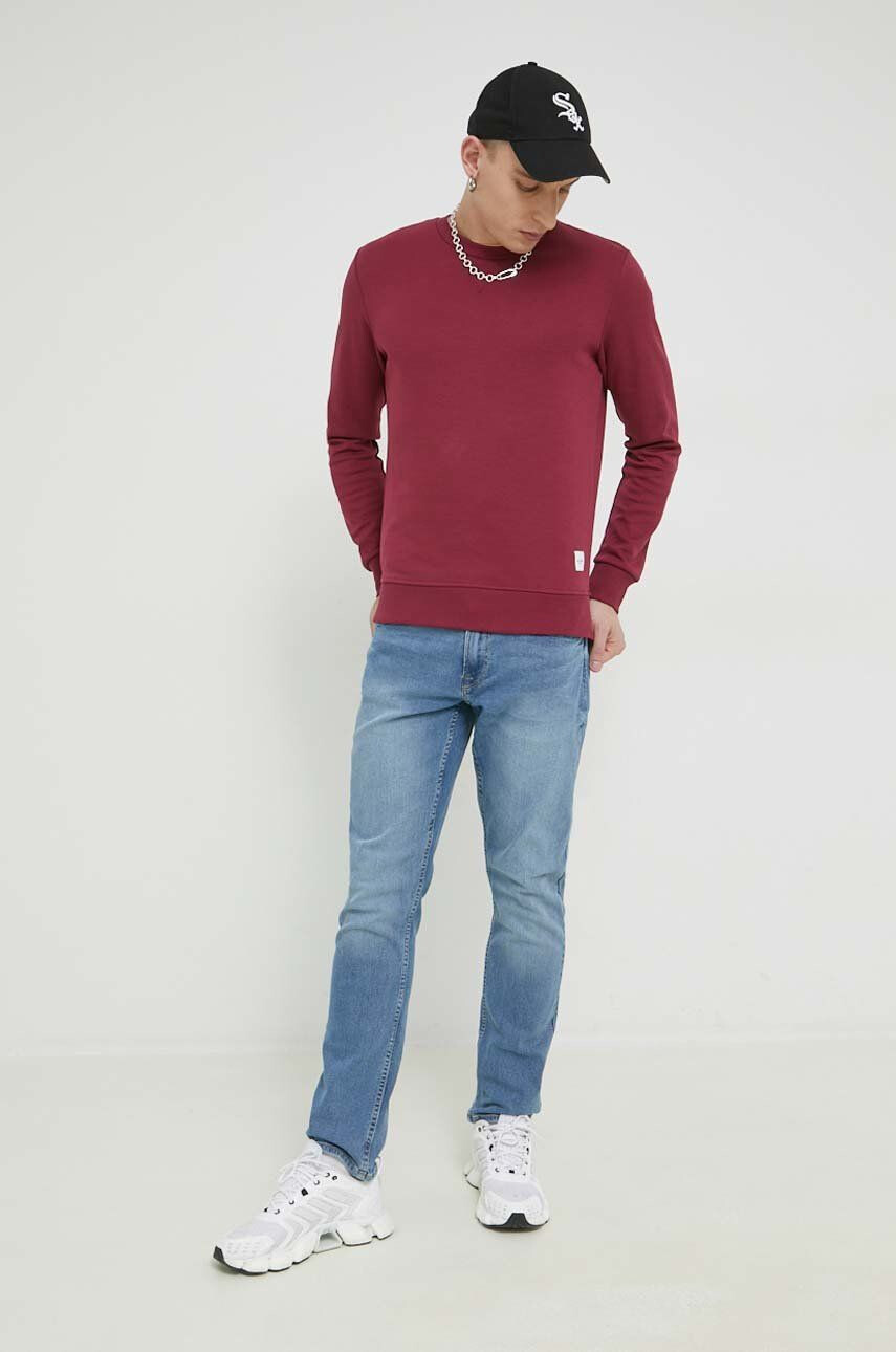 Jack & Jones Суичър JJEBASIC в бордо с изчистен дизайн - Pepit.bg