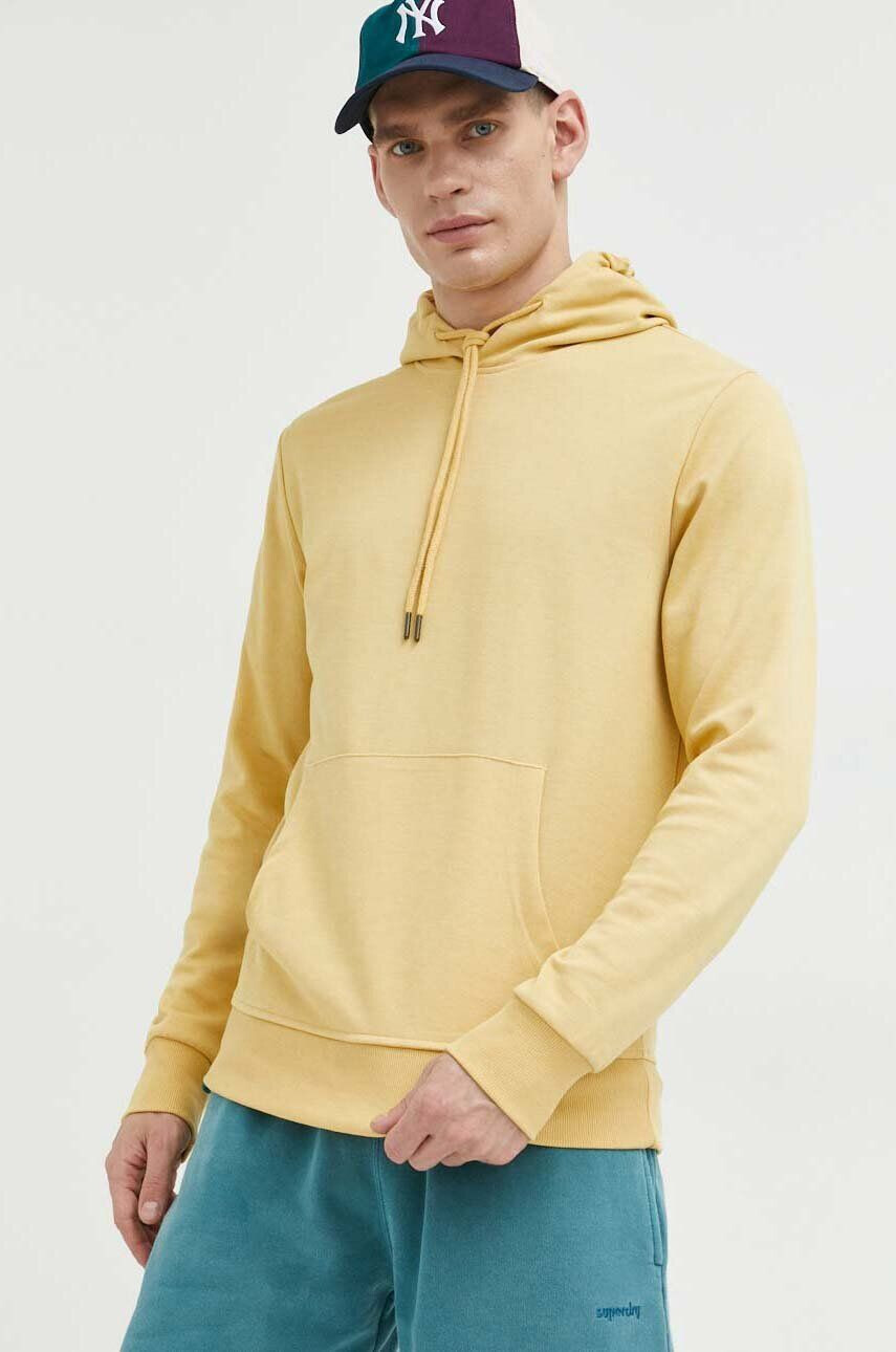 Jack & Jones Суичър JJEBASIC в жълто с качулка с изчистен дизайн 12182537 - Pepit.bg