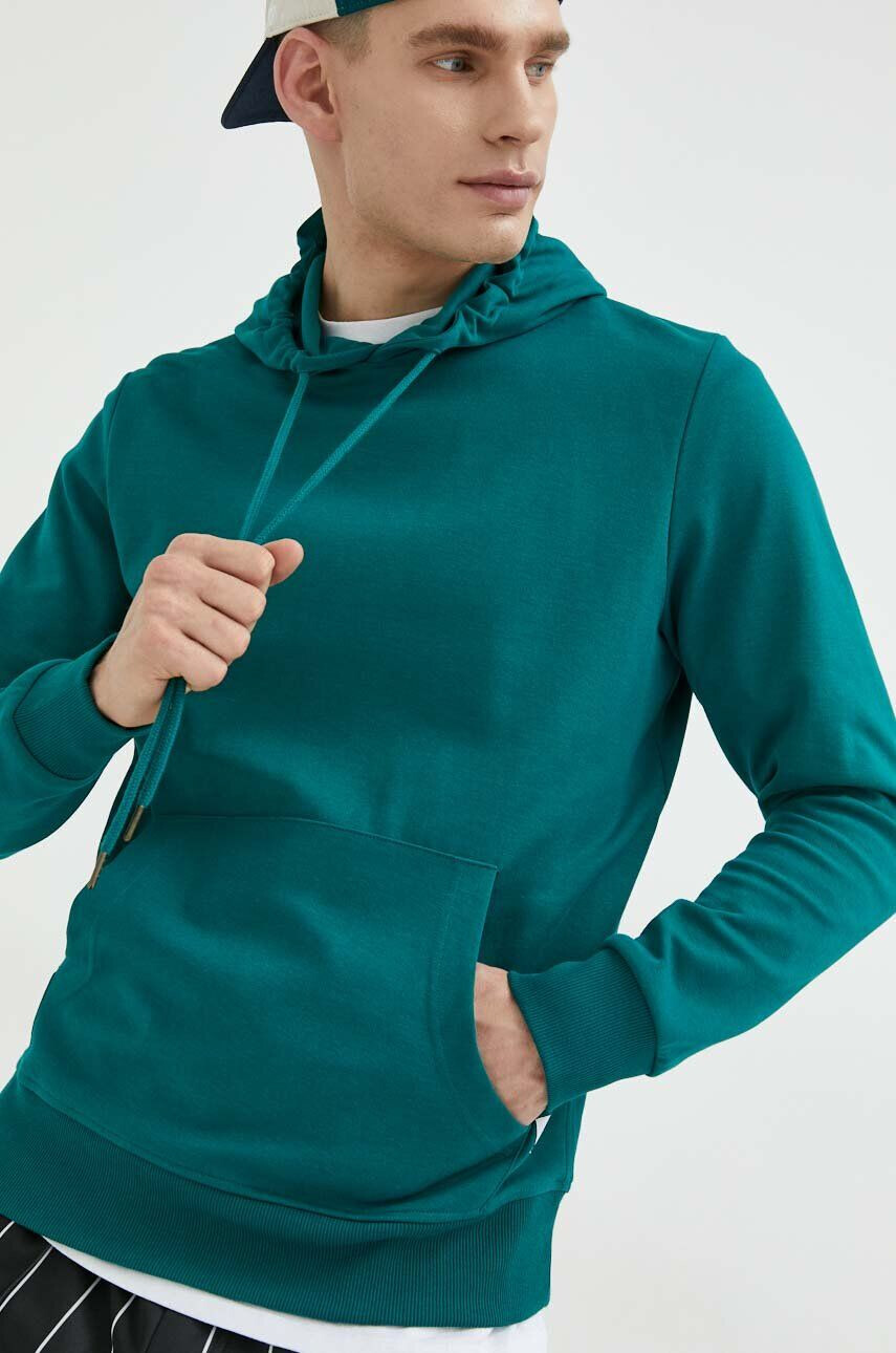 Jack & Jones Суичър JJEBASIC в зелено с качулка с изчистен дизайн 12182537 - Pepit.bg