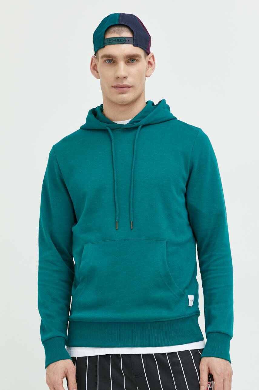 Jack & Jones Суичър JJEBASIC в зелено с качулка с изчистен дизайн 12182537 - Pepit.bg