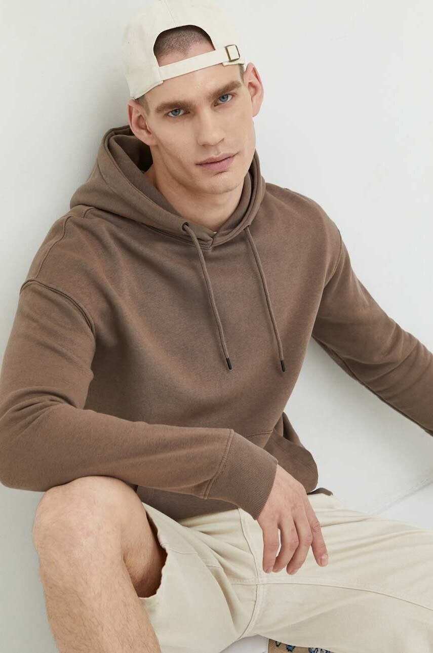 Jack & Jones Суичър JJESTAR в кафяво с качулка с изчистен дизайн - Pepit.bg