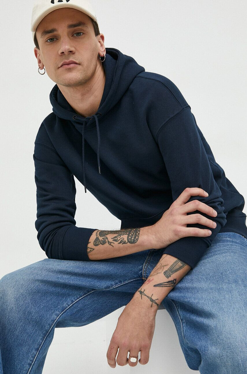 Jack & Jones Суичър JJESTAR в тъмносиньо с качулка с изчистен дизайн 12208157 - Pepit.bg