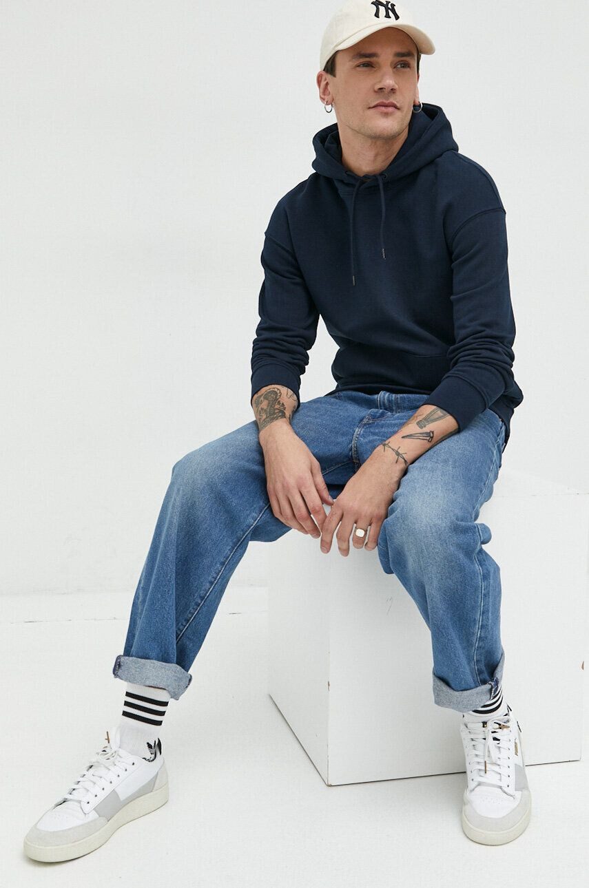 Jack & Jones Суичър JJESTAR в тъмносиньо с качулка с изчистен дизайн 12208157 - Pepit.bg