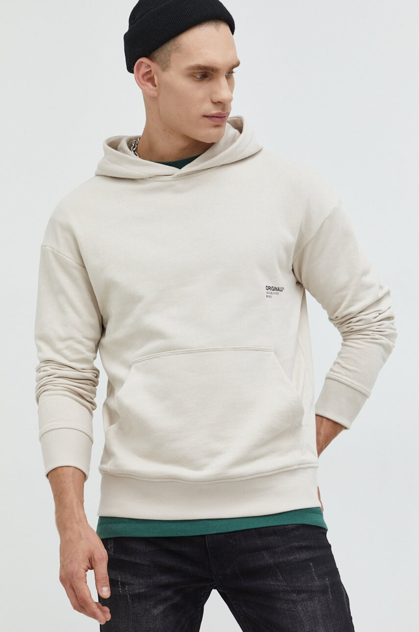 Jack & Jones Суичър Jorclean в бежово с принт - Pepit.bg