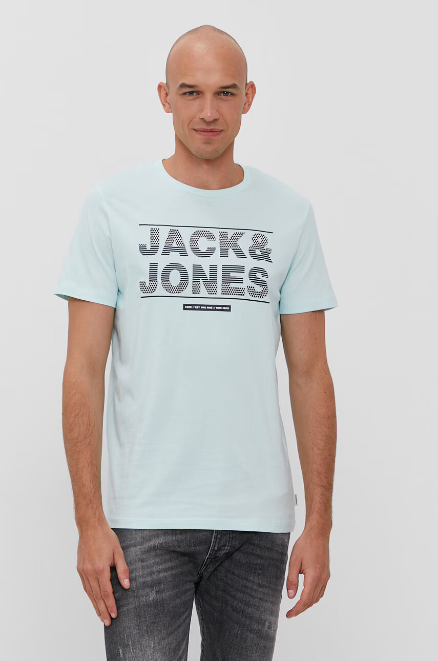Jack & Jones Тениска в черно меланж на - Pepit.bg