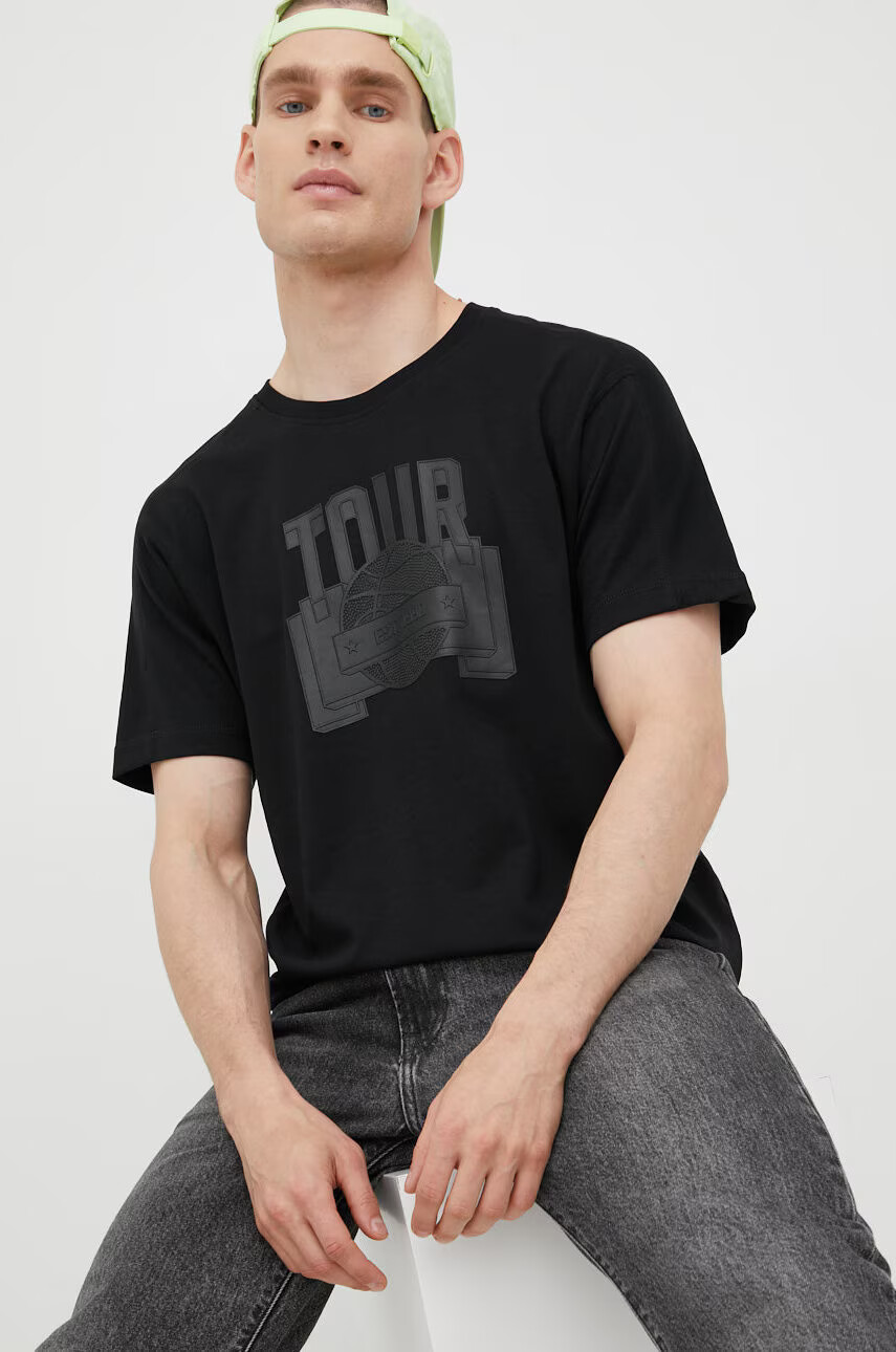 Jack & Jones Тениска в черно меланж на - Pepit.bg