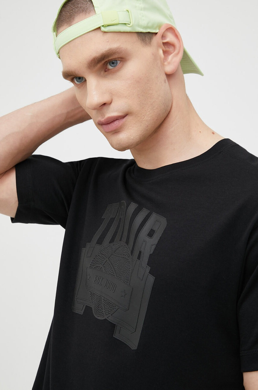 Jack & Jones Тениска в черно меланж на - Pepit.bg