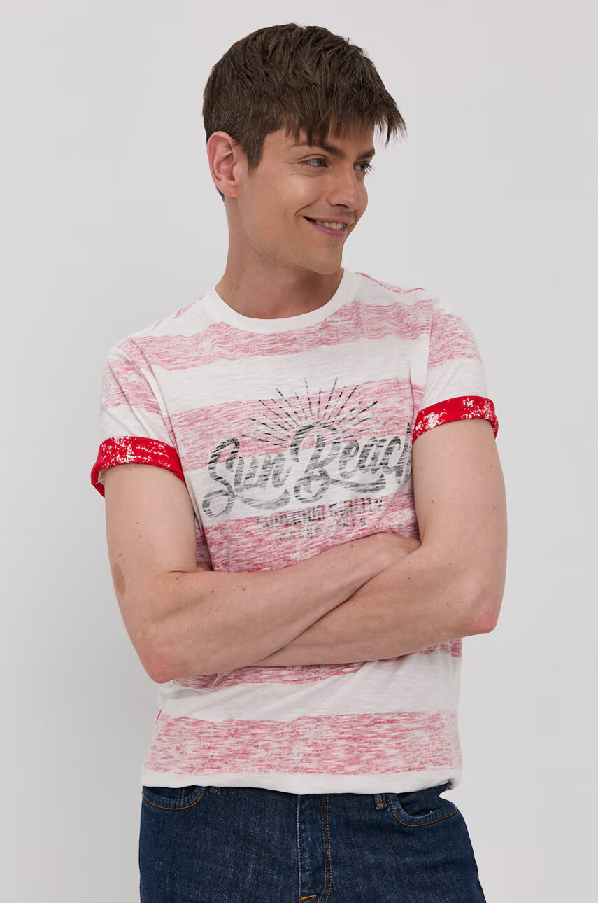 Jack & Jones Тениска мъжка в червено с принт - Pepit.bg