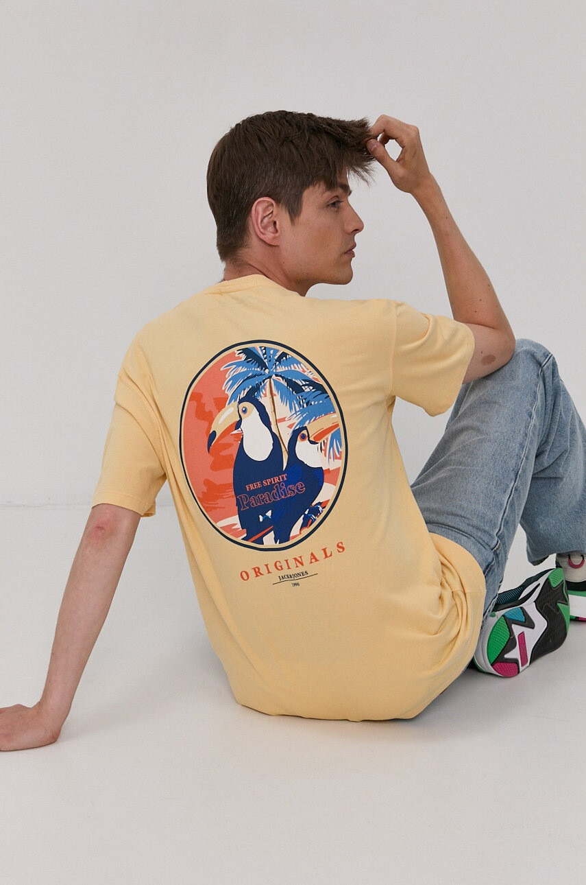 Jack & Jones Тениска в сиво с принт - Pepit.bg