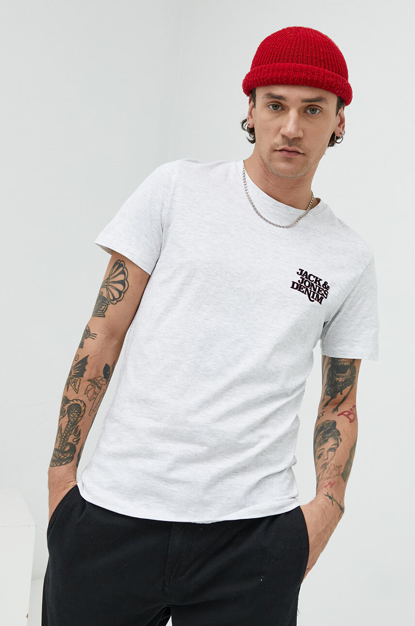 Jack & Jones Тениска в сиво с принт - Pepit.bg