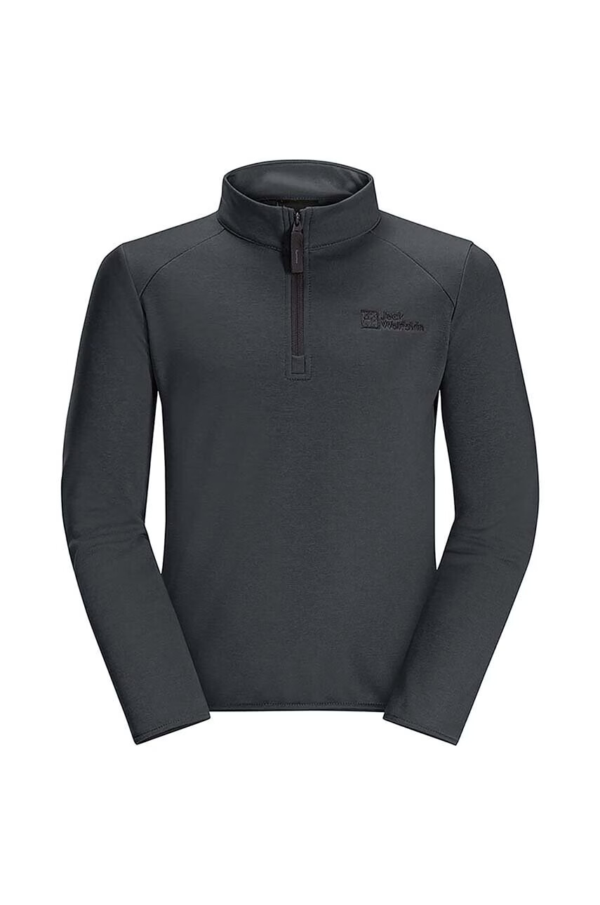 Jack Wolfskin Детски суичър в черно с изчистен дизайн - Pepit.bg