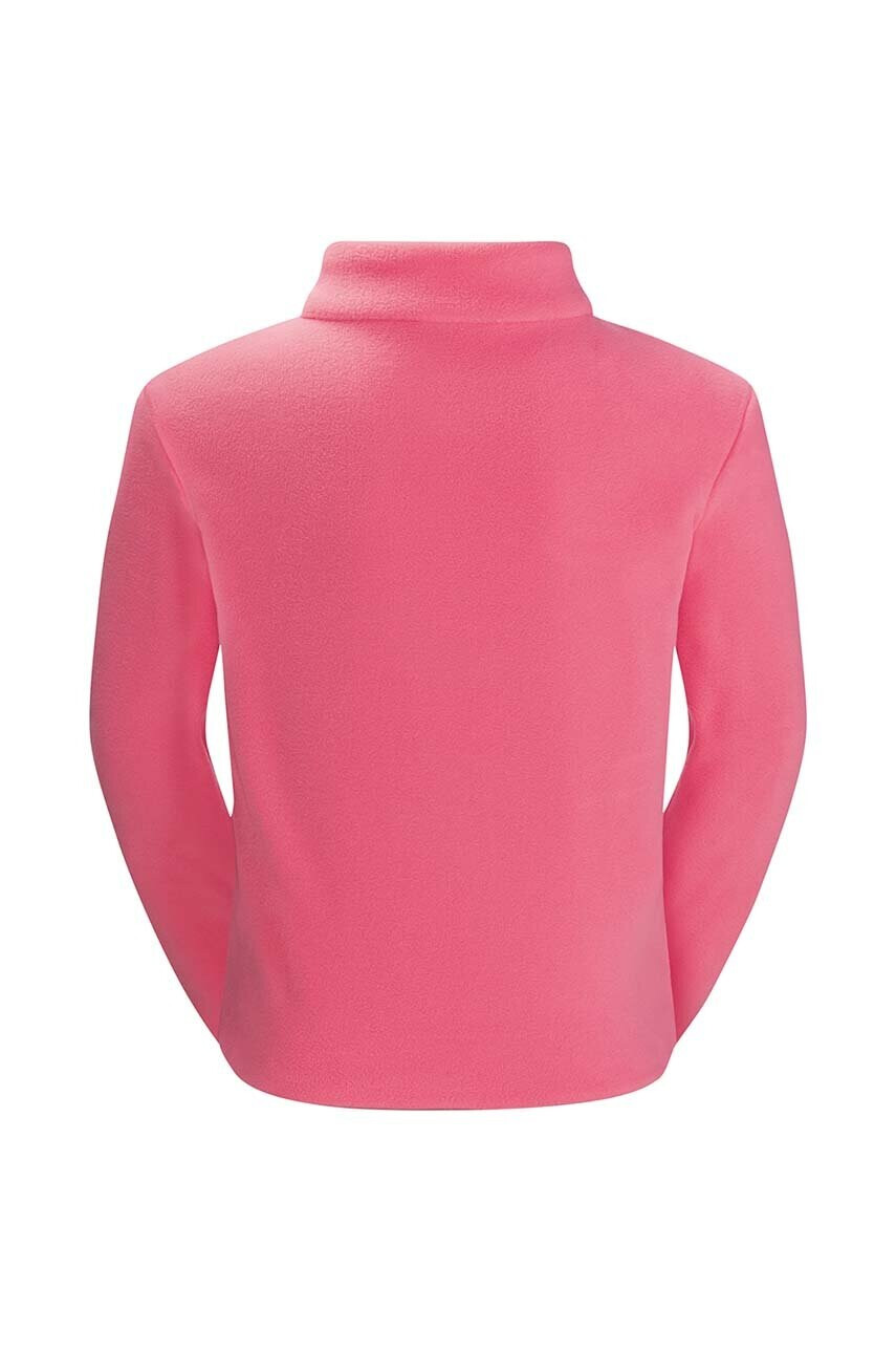 Jack Wolfskin Детски суичър VILLI BUTTON FLEECE K в розово с апликация - Pepit.bg