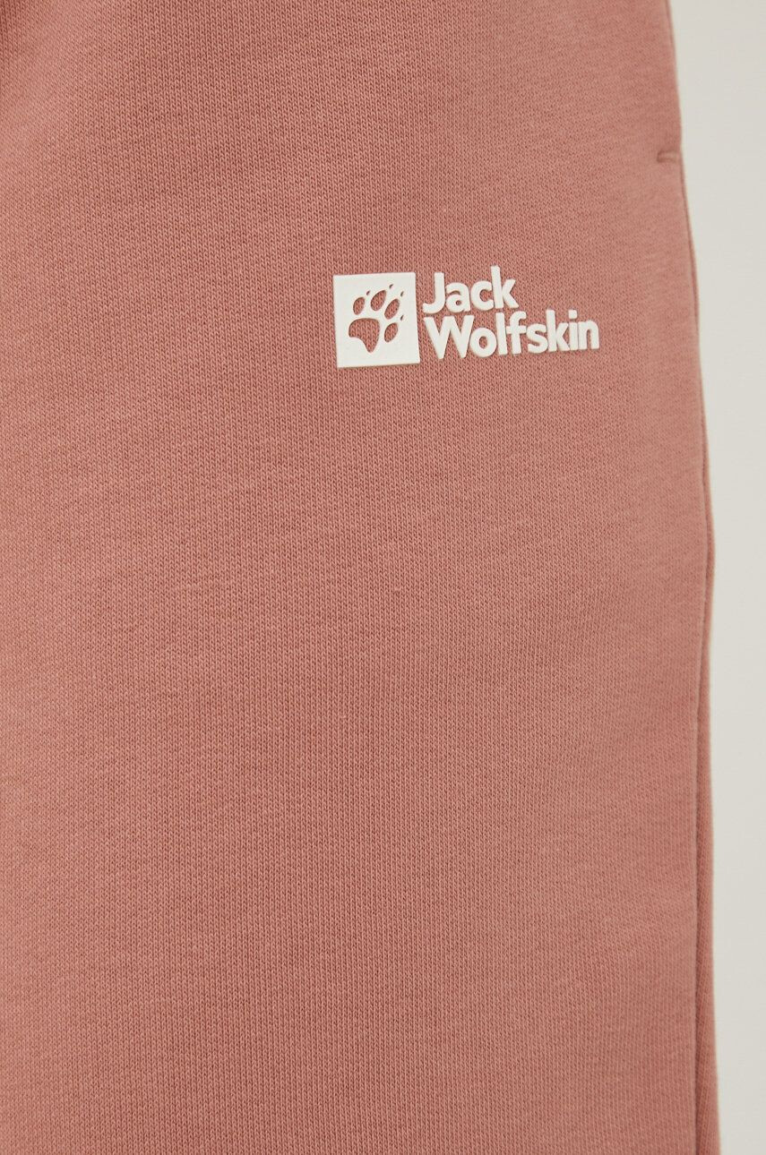 Jack Wolfskin Памучен спортен панталон в розово с изчистен дизайн - Pepit.bg