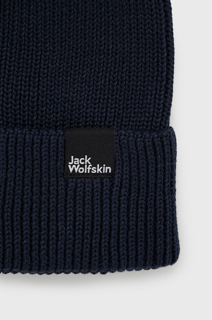 Jack Wolfskin Памучна шапка в тъмносиньо с фина плетка от памук - Pepit.bg